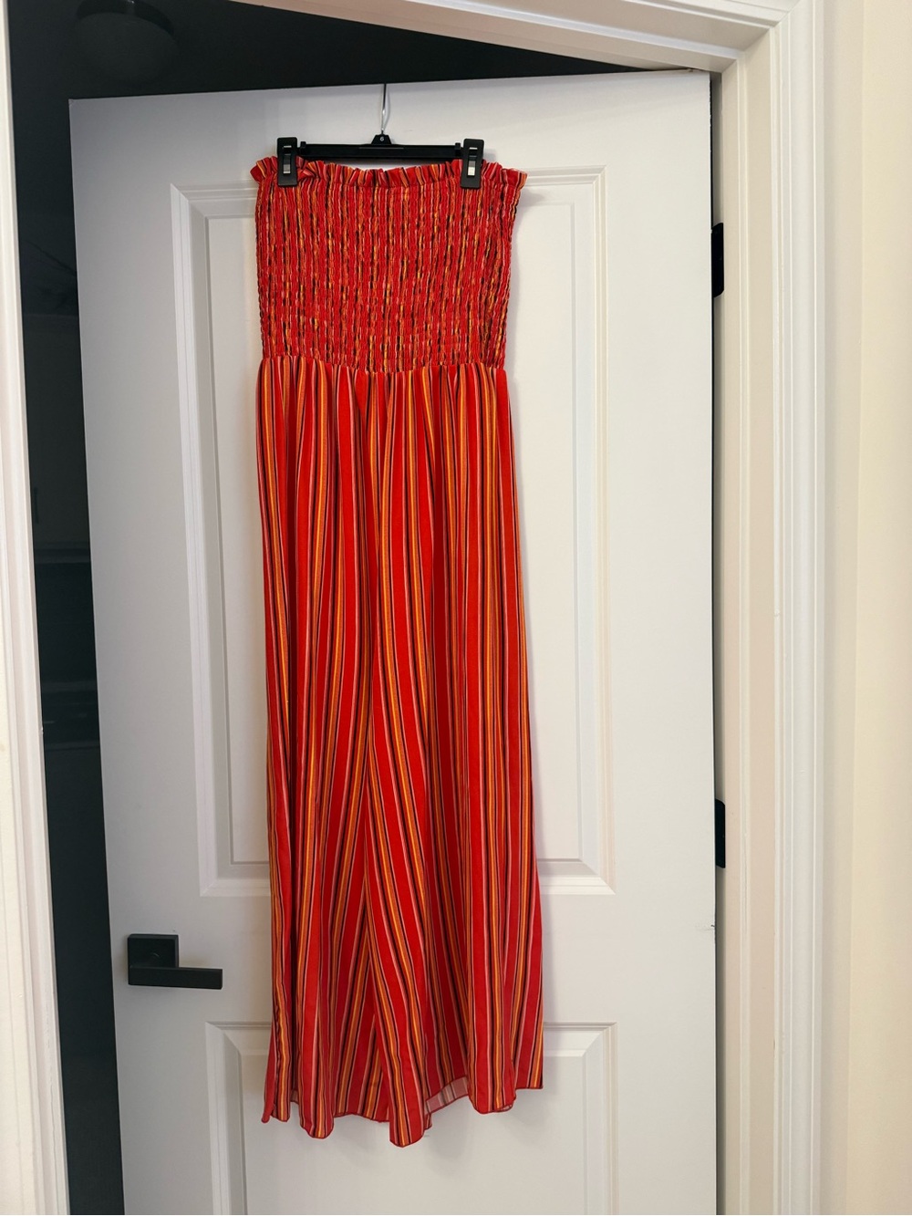 Red Striped Smocked Maxi Dress